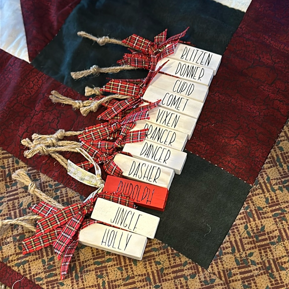 Lot of 11 ornaments- reindeer names +2 bonus